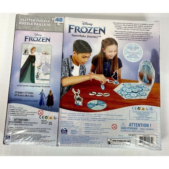 Disney Frozen II, Game and 48-Piece Glitter Puzzle Kids Ages 5+ Educational NEW - Picture 2 of 2